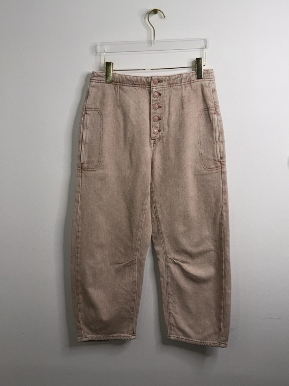 Free People We The Free Osaka Barrel Leg Pants Boho Chic Festival Pink Sz 27